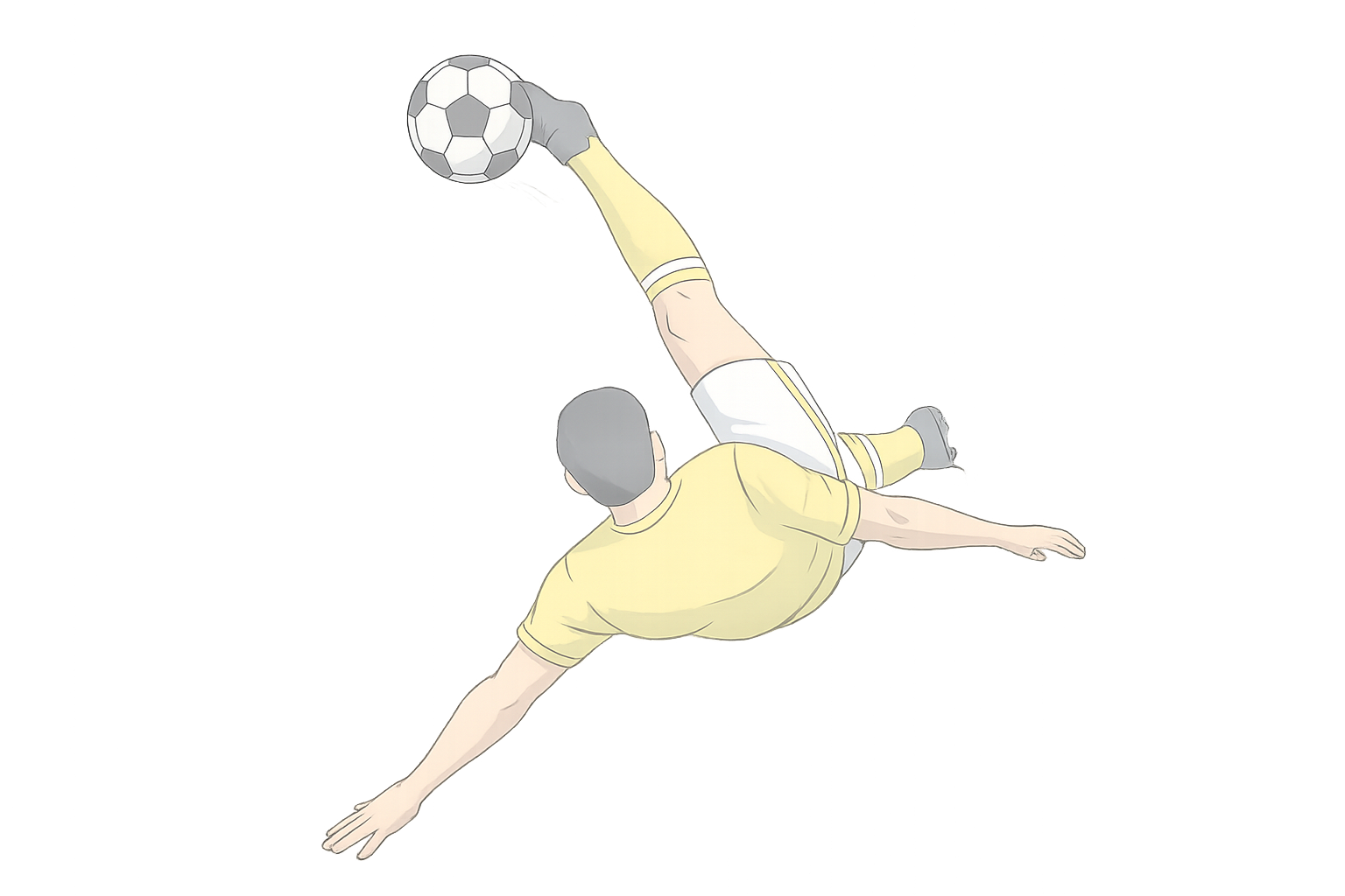 Soccer player performing an overhead kick